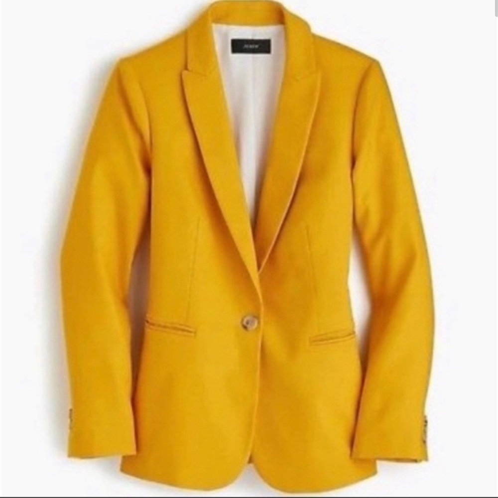 J. Crew PARKE Yellow Linen Blazer size 2 T - Picture 1 of 15